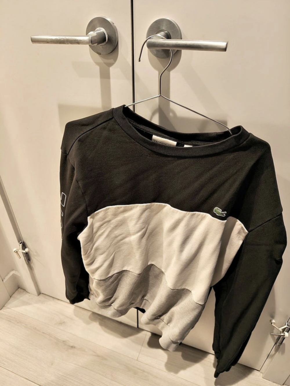 Lacoste Color Block Sweatshirt in Black & Gray